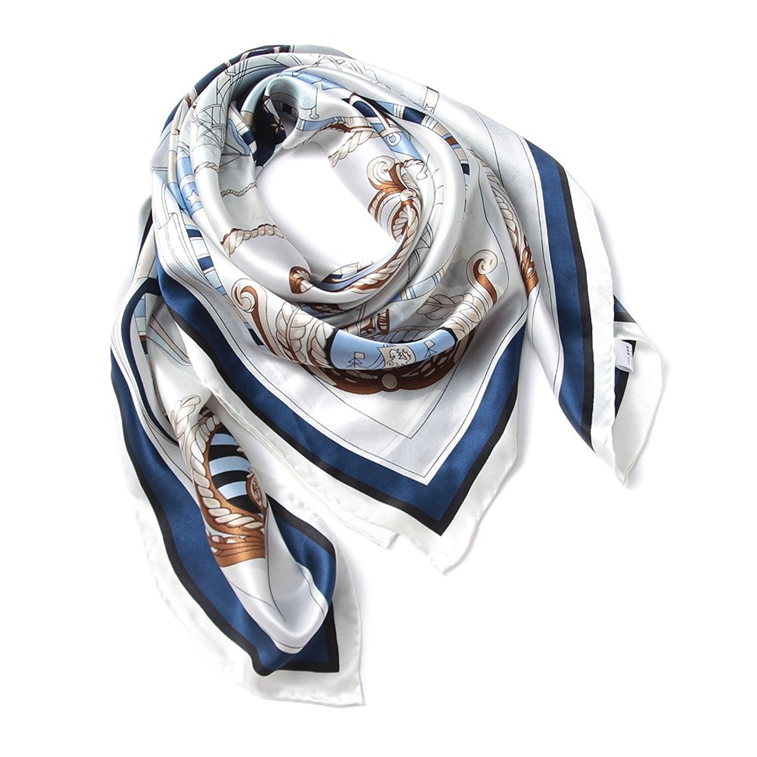100% Silk Scarf Lightweight Fashion Nautical Marine Square Scarf Shawl Wraps 100% Silk Scarf Lightweight Fashion Nautical Marine Square Scarf Shawl Wraps
