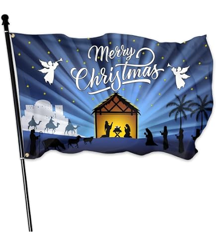 Breeze Decor Hausflagge Jesus Krippe Winter – 71x102 Cm, Doppelseitig Bedruckt, Wetterfest, Vertikal