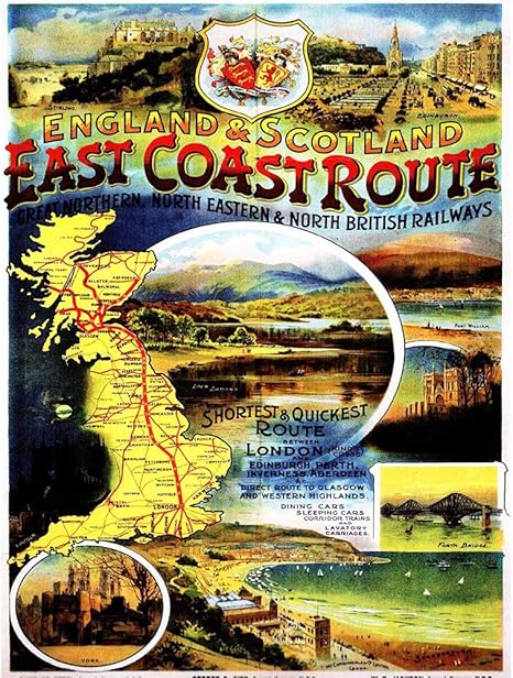 Amazon Com Wee Blue Coo Travel Transport Rail Map East Coast Route Train England Scotland Uk Art Print Poster Decor Unframed Wall Art Print Poster Home Decor Premium Home Kitchen