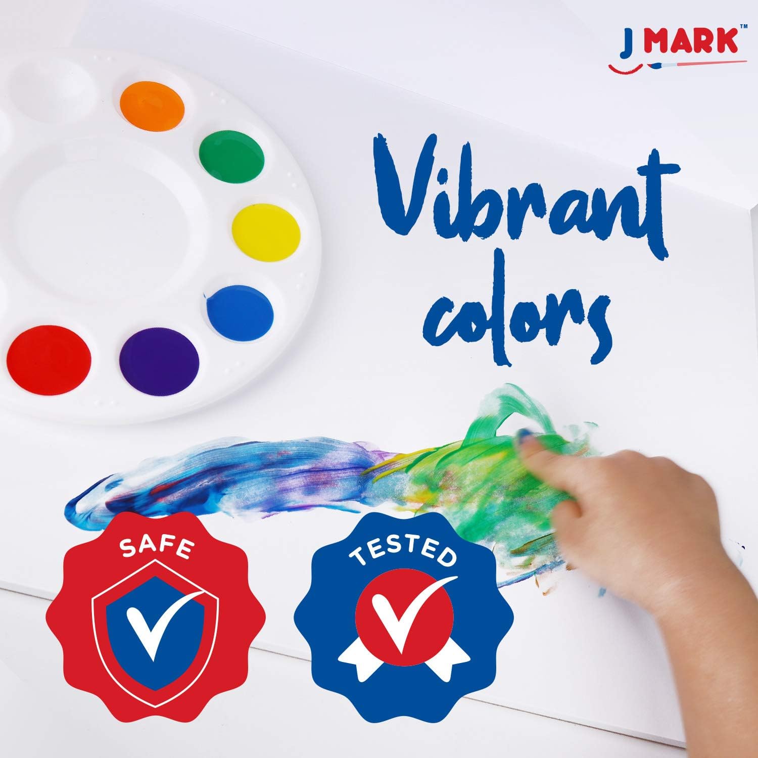 Washable Finger Paint Set for Kids – 8-Piece Set with 50-Sheet Large Paper Pad, 6 Non Toxic Washable Tempera Paints and Art Smock: Home Improvement