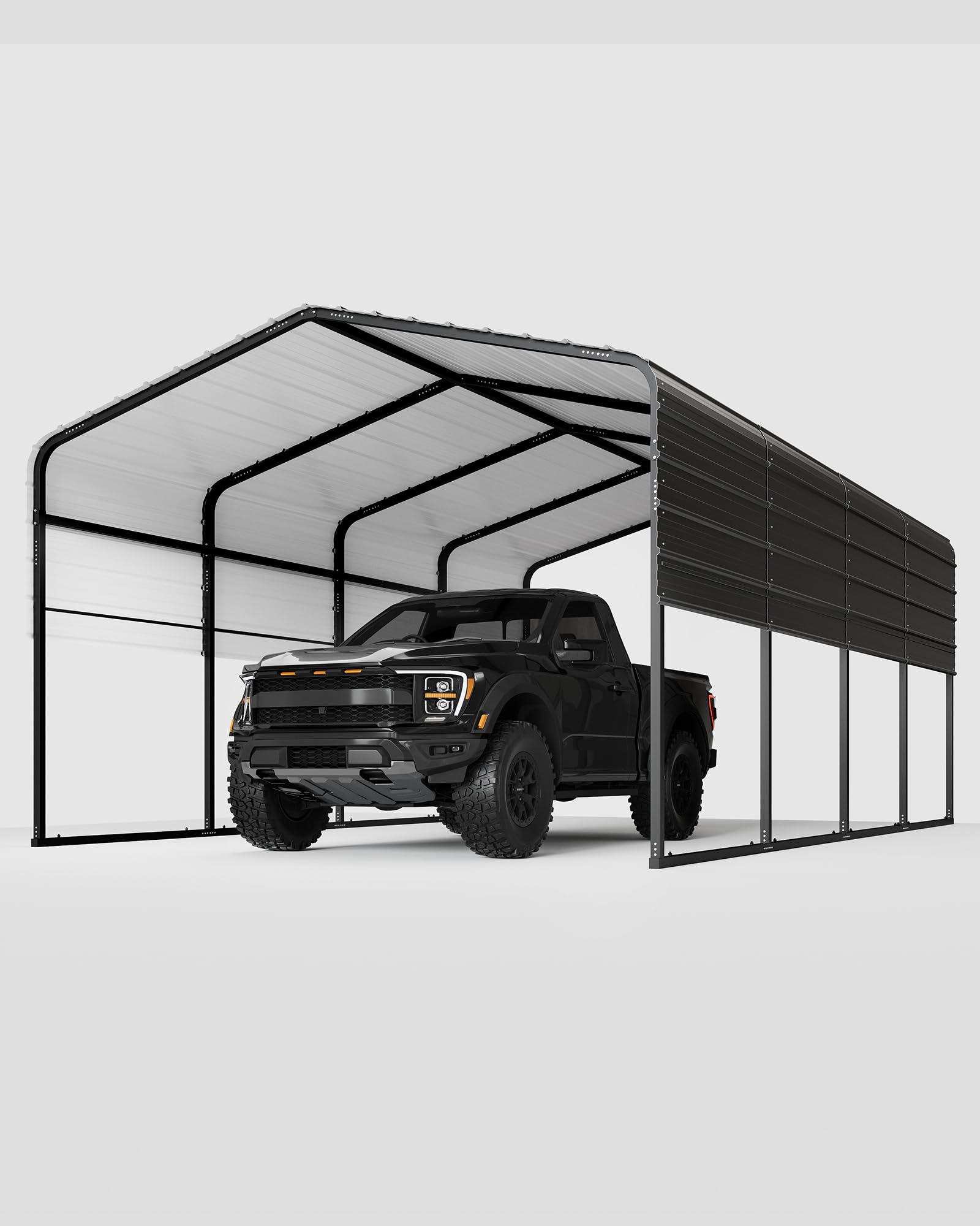 Photo 1 of ***FACTORY SEALED***Metal Carport, Carport with Reinforced Base and Galvanized Steel Roof, Heavy Duty Garage Car Shelter Shade, Outdoor Car Port Canopy for SUV, Truck, Boats, 13x21 FT