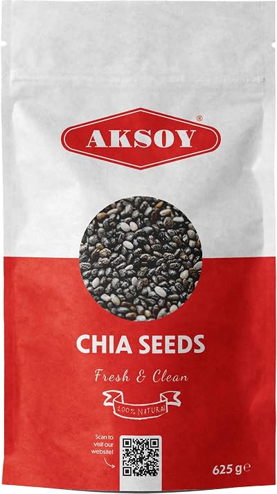 AKSOY Premium Raw Black Chia Seeds 625G Non-GMO Vegan Keto Paleo