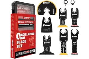 EZARC 7PCS Oscillating Saw Blades, Titanium Multitool Blades for Wood Metal, Multitool Blades Kits with Arc Edge Japanese Tee