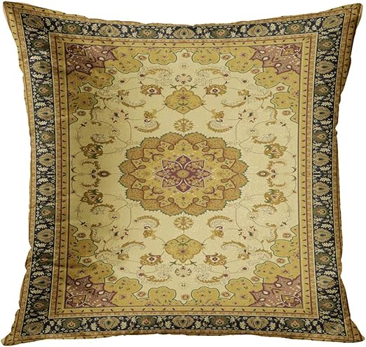 Amazon Com Tomkeys Throw Pillow Cover Silver Oriental Carpet