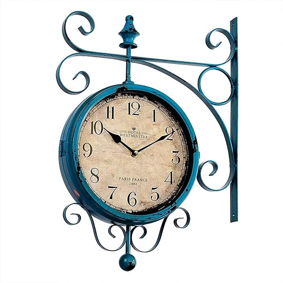 RHZTGY Double Sided Wall Clock, Retro Double Sided Clock