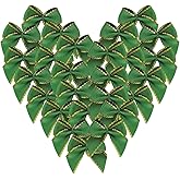 Micomon 50pcs 1.2-Inch Mini Ribbon Bows for Crafts - Small Green Bows for Christmas Decoration