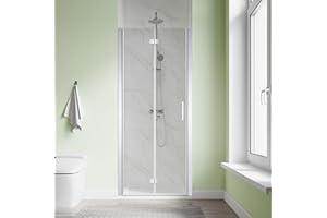 SL4U Bifold Shower Door, 30" W x 72" H, 1/4" Tempered Glass Shower Door, Foldable Shower Glass Door, Easy to Clean, Brushed Nickel Finish