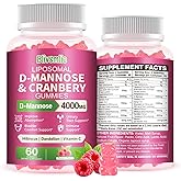 Blivsmlie Liposomal D-Mannose Gummies 4000mg Complex Cranberry 1500mg & Hibiscus,High-Potency Formula for Women Urinary Tract & Immune Support,Liver, Bladder Flush Cleanse Wellness Supplement