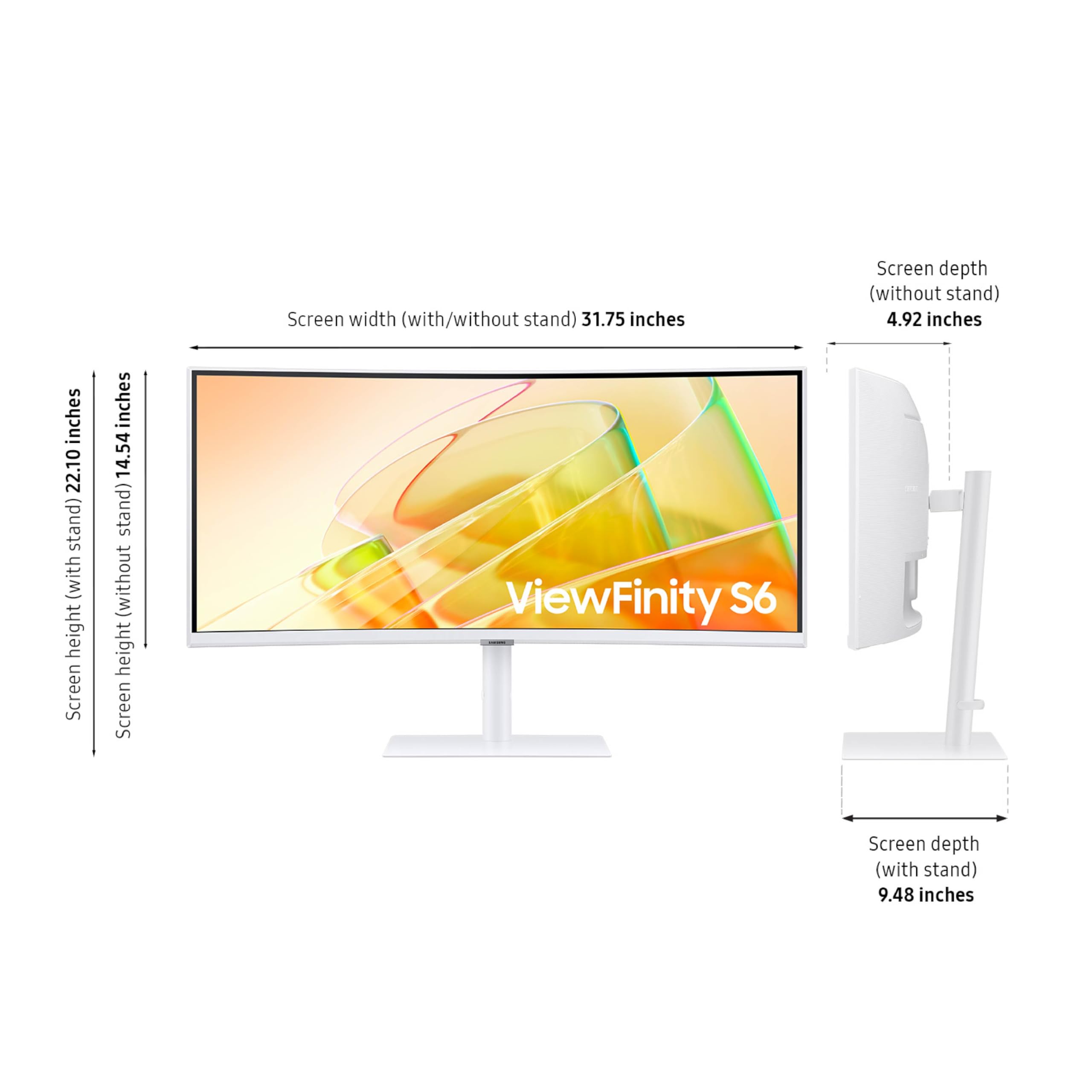 Samsung 34” ViewFinity (S65TC) Series Ultra-WQHD 1000R Curved Computer Monitor, HDR10, 100Hz, AMD FreeSync, Thunderbolt 4, Height Adjustable Stand, Built-in Speakers, Eye Care, LS34C650TANXGO, 2024