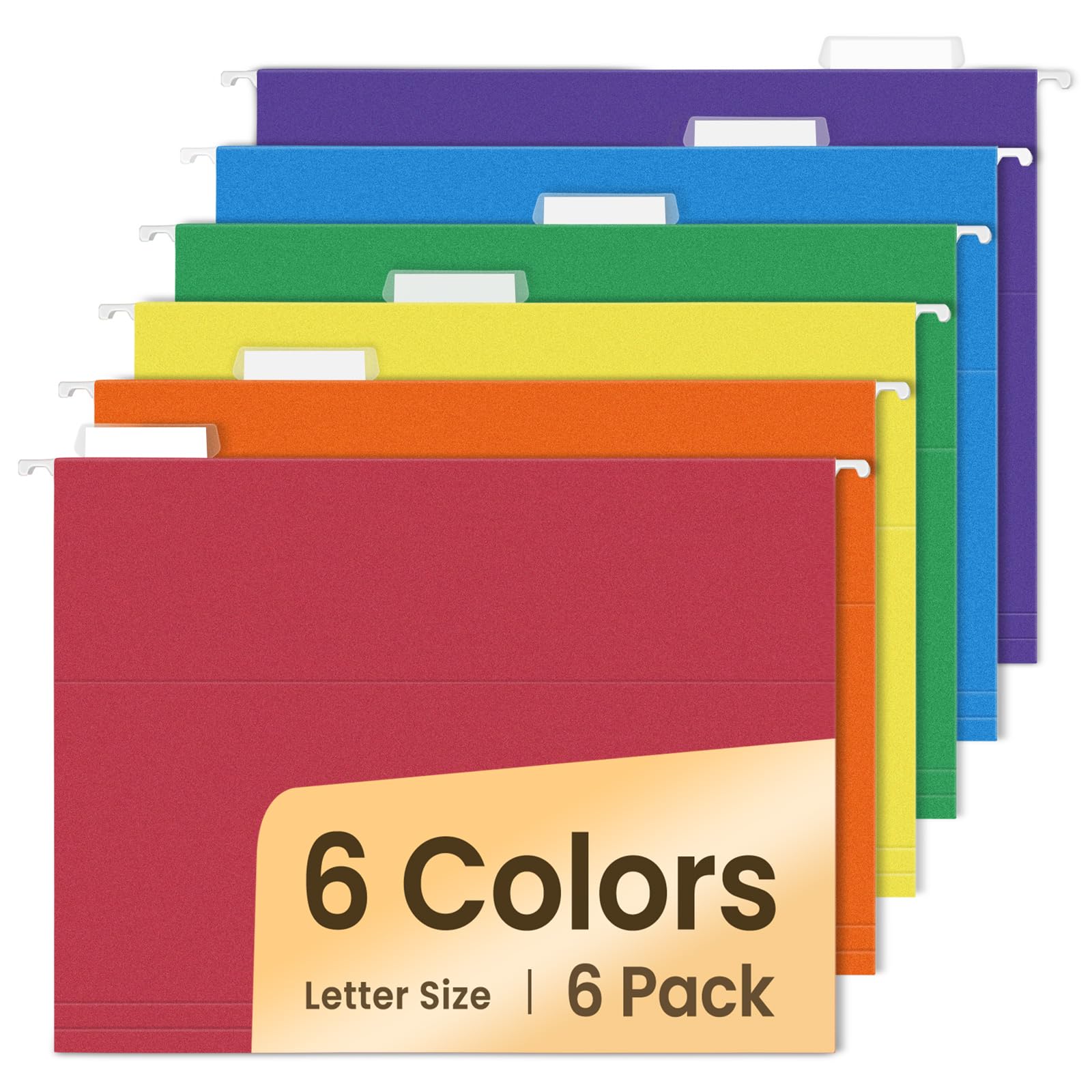 Photo 1 of SUNEE Hanging File Folders, 6 Pack Letter Size Hanging File Folders with 1/5-Cut Tabs, Ideal for Home and Office Organization and Papers Classification,Assorted Colors