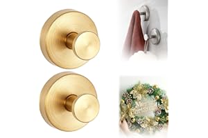YILIA Suction Cup Hooks for Wreaths on Glass, Upgrade No-Drill Shower Hooks for Shower, Removable Reusable Stainless Steel Waterproof Suction Cup Hook for Bathroom, Kitchen, Window, Mirror (Gold, 2PCS)