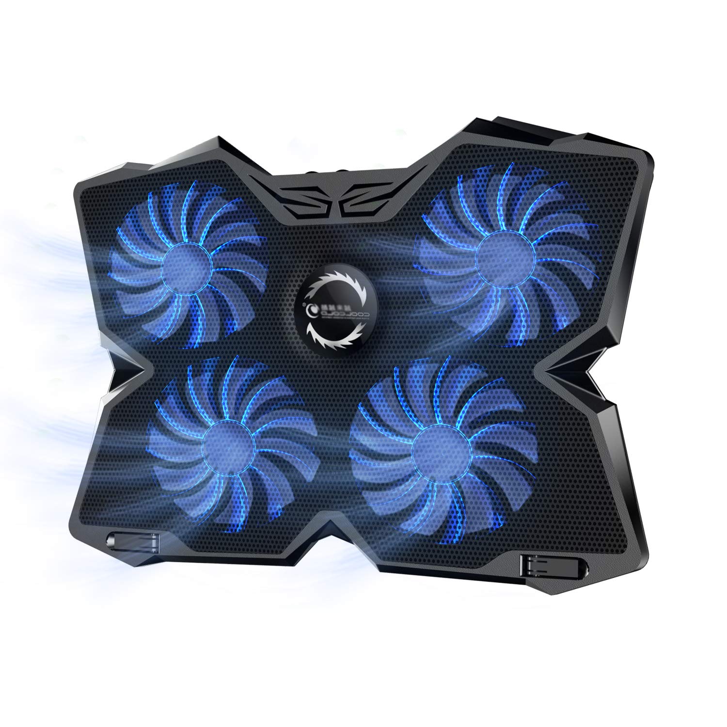 TKOOFN Laptop Cooler Cooling Pad (Up to 17 Inches), Ultra Quiet Notebook Cooler Stand Cooling Mat with 4 Fans + 2 USB Ports + Adjustable Fan Speed
