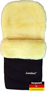 Lammfell Fußsack für Kinderwagen von LANABEST. Schadstoffarm. Hergestellt in Deutschland. Echtes Merino Lammfell, medizinisch gegerbt, waschbar, Öko-Tex-Qualität. Geschenkqualität! Farbe: dunkelblau