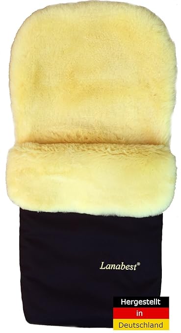 LANABEST deutscher Lammfell Fußsack für Kinderwagen. Echtes Merino Lammfell, schadstoffarm, medizinisch gegerbt. In Deutschla