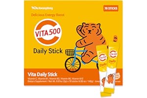 KWANGDONG Vita500 Multivitamin Powder Daily Stick, Improve Strong Immune, & Energy Boost with Vitamin C 500mg, and Vitamin B Complex (70 Sticks of 500mg)