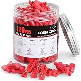 Nilight 120PCS/60 Pairs Red T-Tap Quick Splice Disconnect Wire Terminals | Spade Connectors 22-16 AWG Male Female Fully Insulated Electrical wire Crimp Self-Stripping Kit