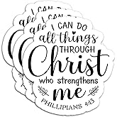 (3Pcs) I Can Do All Things Through Christ Who Strengthens Me Sticker, Philippians 4:13 Bible Verse Stickers, Christian Faith Waterproof Vinyl Decals for Laptop, Water Bottle, Phone, Tumbler, 3" x 2.9"