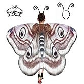 Halloween Butterfly Wings Costume for Womens, Moth Wings Butterfly Cape Adult Costume with Mask & Headband(3pcs)