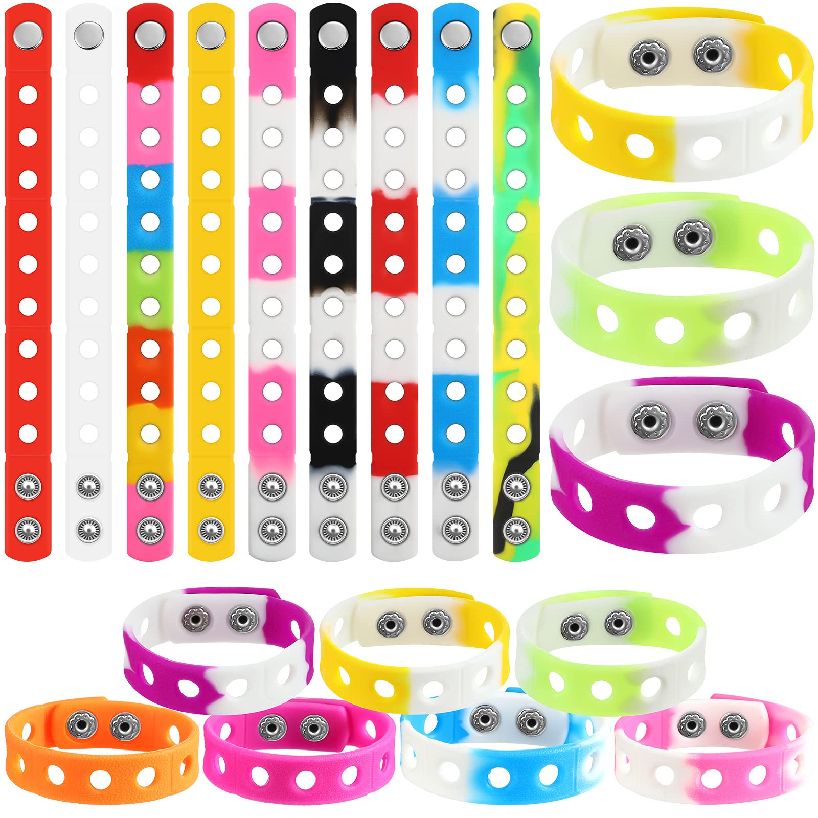 Photo 1 of MTLEE 36 Pieces Silicone Wristbands Adjustable Cute Wristbands for Girls Swimming Identify Shoe Birthday Presents, 12 Colors(7 Inch,Simple Color)