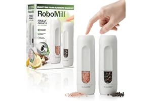 RoboMill Electric Salt and Pepper Grinder Set, Battery Operated Automatic Salt and Pepper Shakers with Adjustable Courseness,