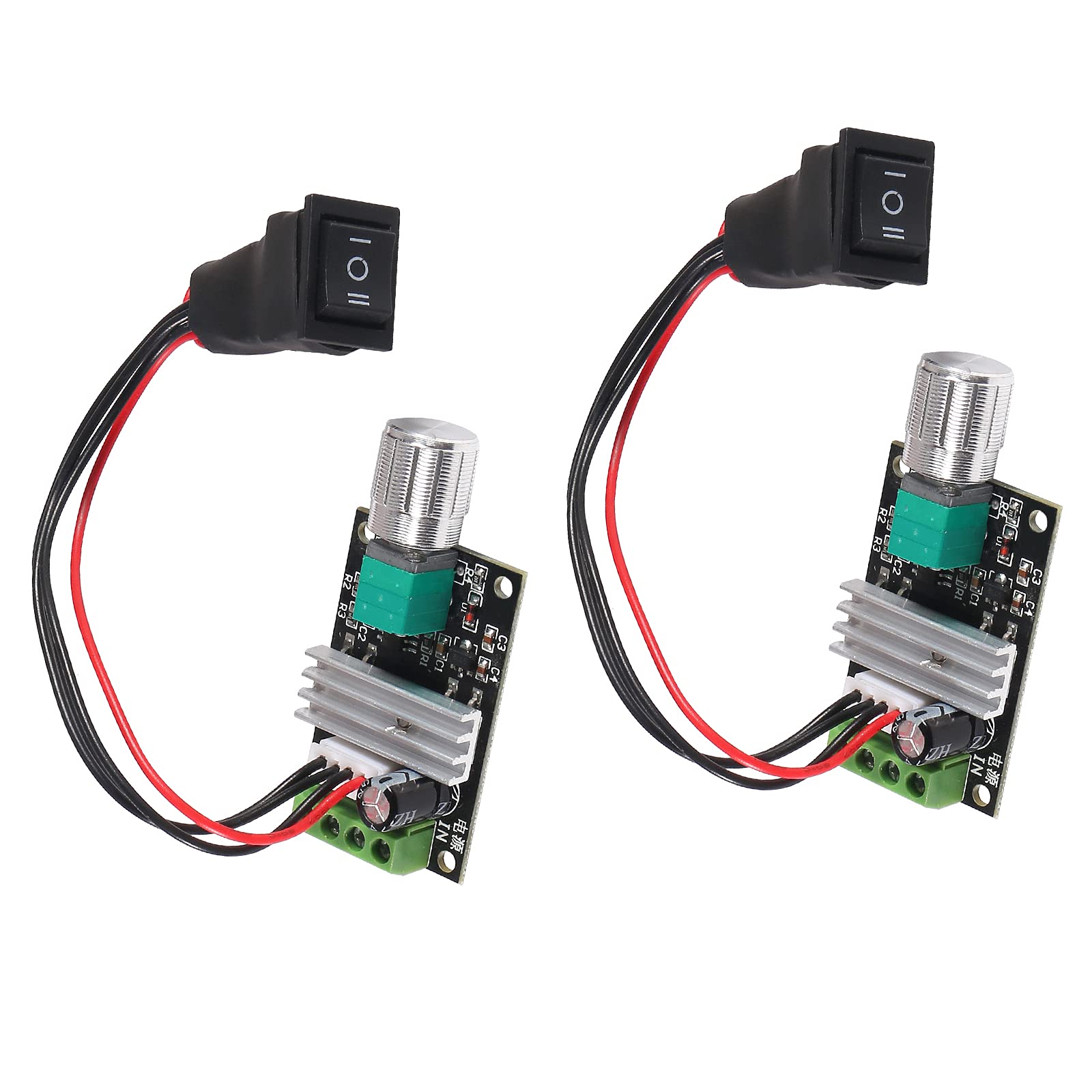 Dealikee 2 Pack 6V 12V 24V 28V 3A 80W 1203BB DC Motor Speed Controller PWM Speed Adjustable Reversible Motor Driver Switch Reversing