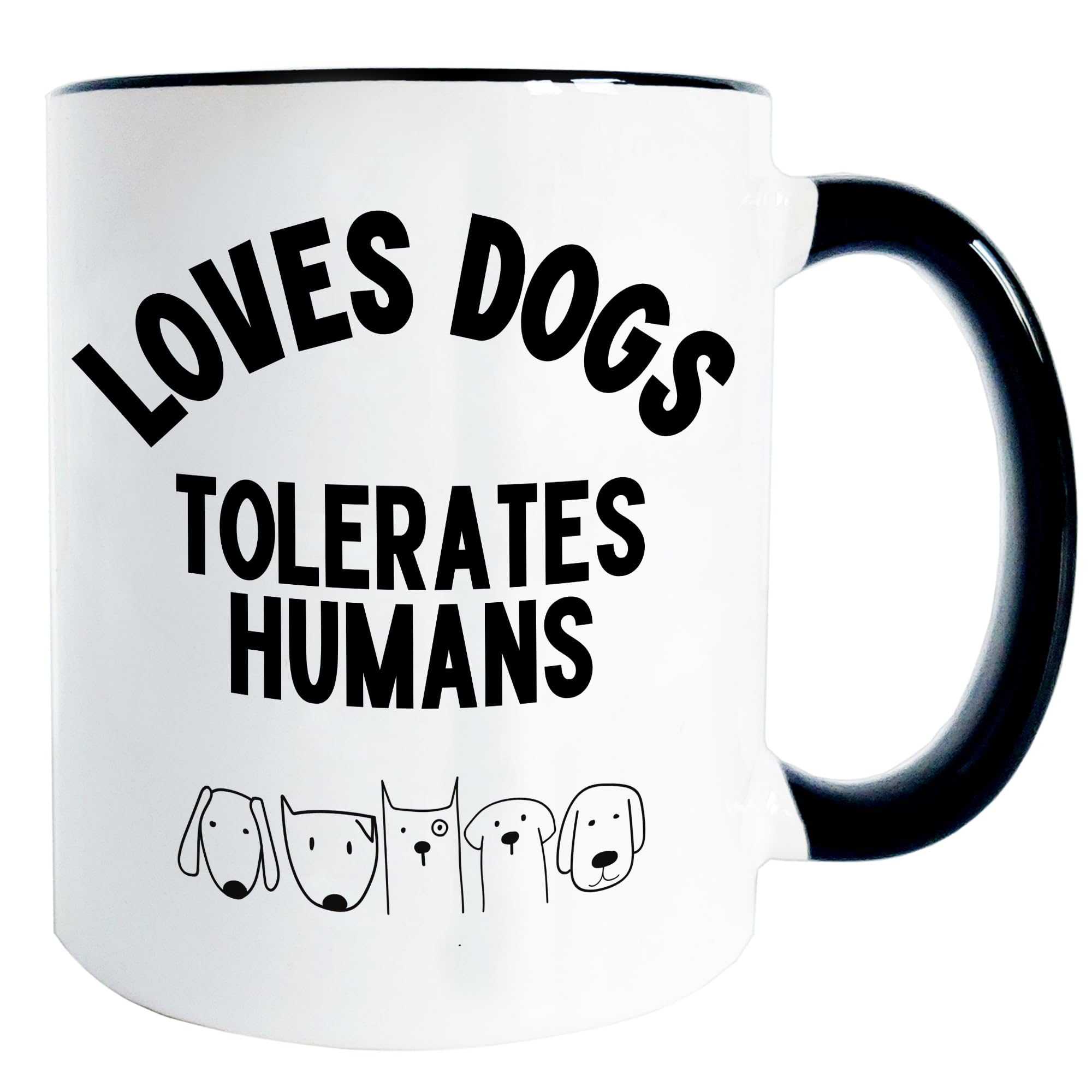 Worry Less Design Gifts for Dog Lovers and Dog Owners, Walkers - 330ml Ceramic Mug - Loves Dogs, Tolerates Humans