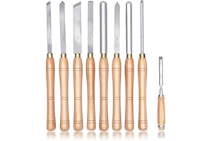 Urbansential HSS Wood Turning Tools Lathe Chisel Set of 8 pcs, with Wooden Box (Wood Color)