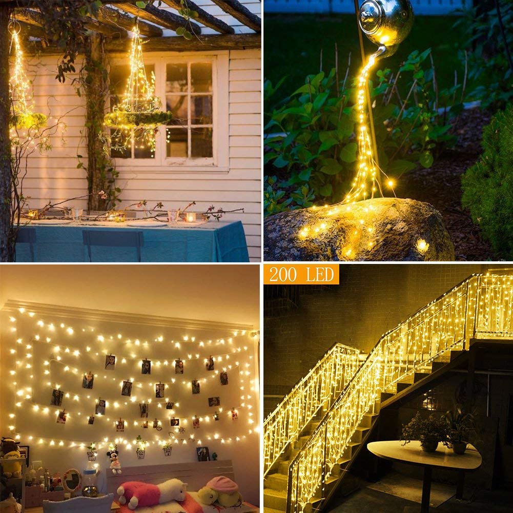LED Fairy Lights 200 LED String Lights 66ft IP44 Waterproof Warm White Light, DC 31V Low Voltage Transformer Suitable for Indoor, Outdoor, Party, Garden, Christmas