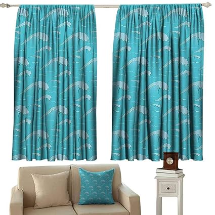 Amazon Com Dabuniu Curtain Tailored Teal Decor Waves