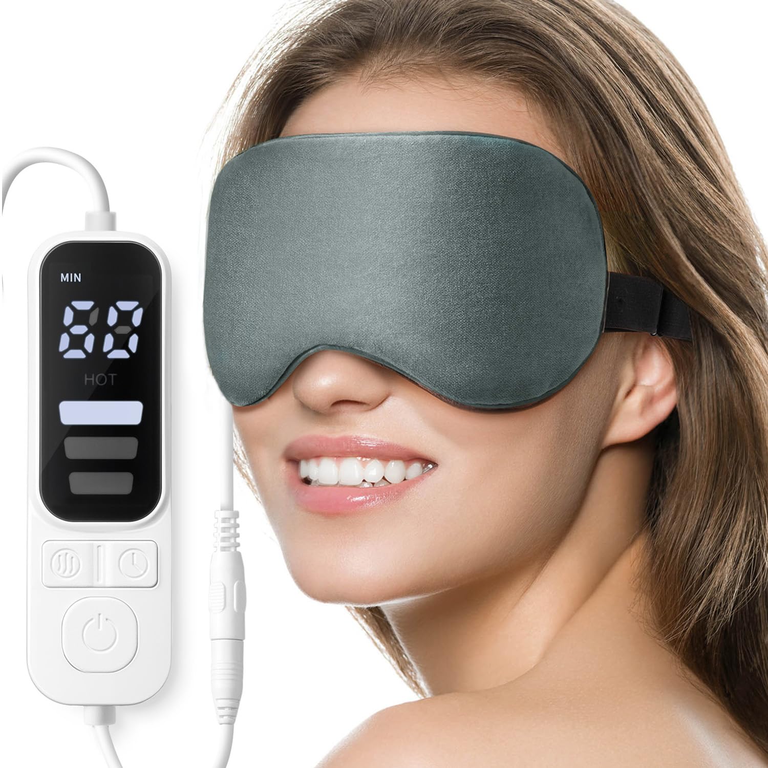 Photo 1 of Heated Eye Mask, Warm Eye Compress Mask, USB Electric Eye Heating Pad with Temperature & Timer Control, Dry Eye Mask for Dry Eyes Blepharitis Sinus Migraine Stye MGD Puffiness Gray
