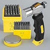YARDD 63 PCS Metal Stamping Kit - Metal Stamps for Jewelry Making Letter Punch Set Leather Steel Number and Letter Stamping Kit Hand Press