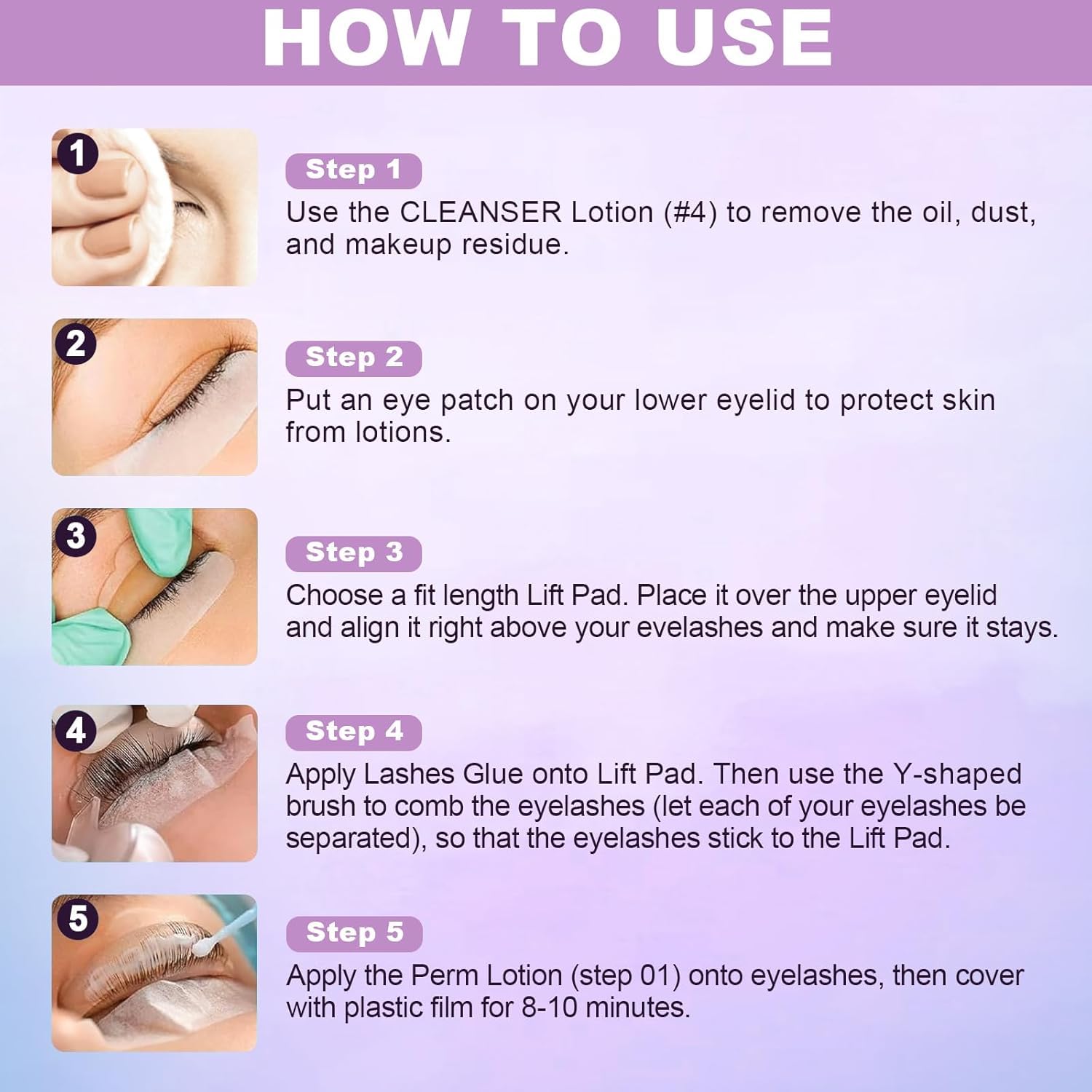 Lash Lift Kit, Eyelash Perm Kit, 5 Sets Lash Perm Kit Eyelash Lift Kit, Eyebrow Lamination Easy for Beginner, Professional Eyelash Curling Lash Extension Set, Home Achieve Semi-Permanent Curling