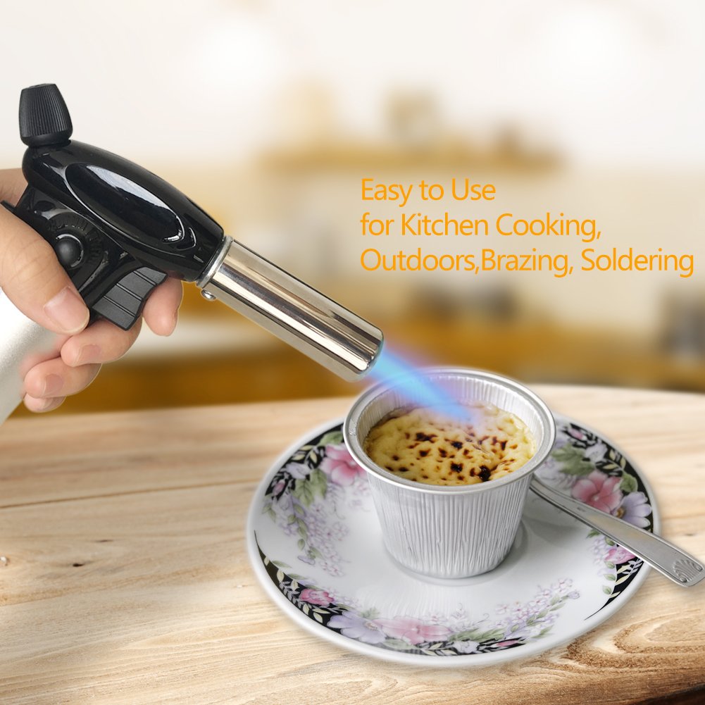 Butane Torch - SUMGOTT Culinary Blow Torch Cooking Kitchen With Adjustable Safest Flame for Pastries, Desserts, Brazing, Soldering, Camping, Welding, Barbecues