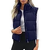 Cityork Women's Puffer Vest Lightweight Sleeveless Winter Outerwear Full Zipper Warm Padded Gilet Jacket Coat with Pockets