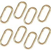 8 Piece Oval Spring Ring Clips, for Keychains Gold Key Ring Clasp Oval Snap Hook Alloy O Shape Carabiner for Backpack Wallet Keys Bag Strap 1.97 x 0.94 Inches Oval Spring Ring Clips