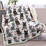 BlessLiving Red Hearts Dog Cat Print Plush Blanket