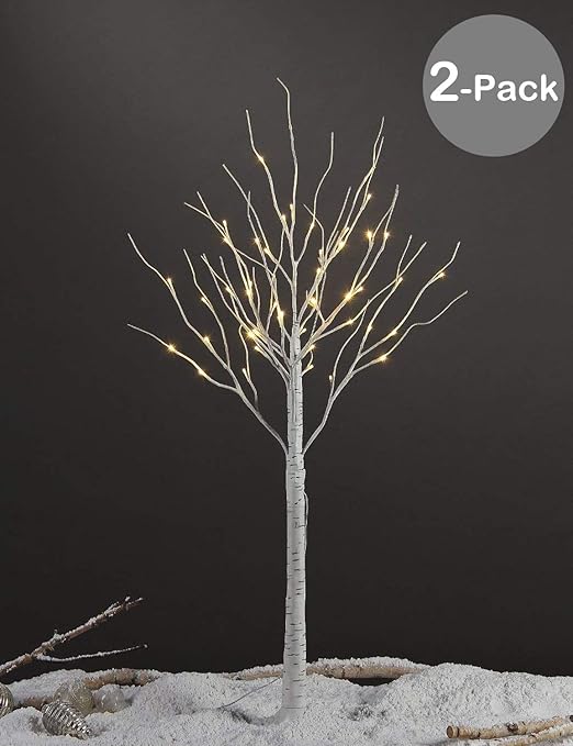 Amazon Com Lightshare 4 Feet Birch Tree 48 Led Lights Warm