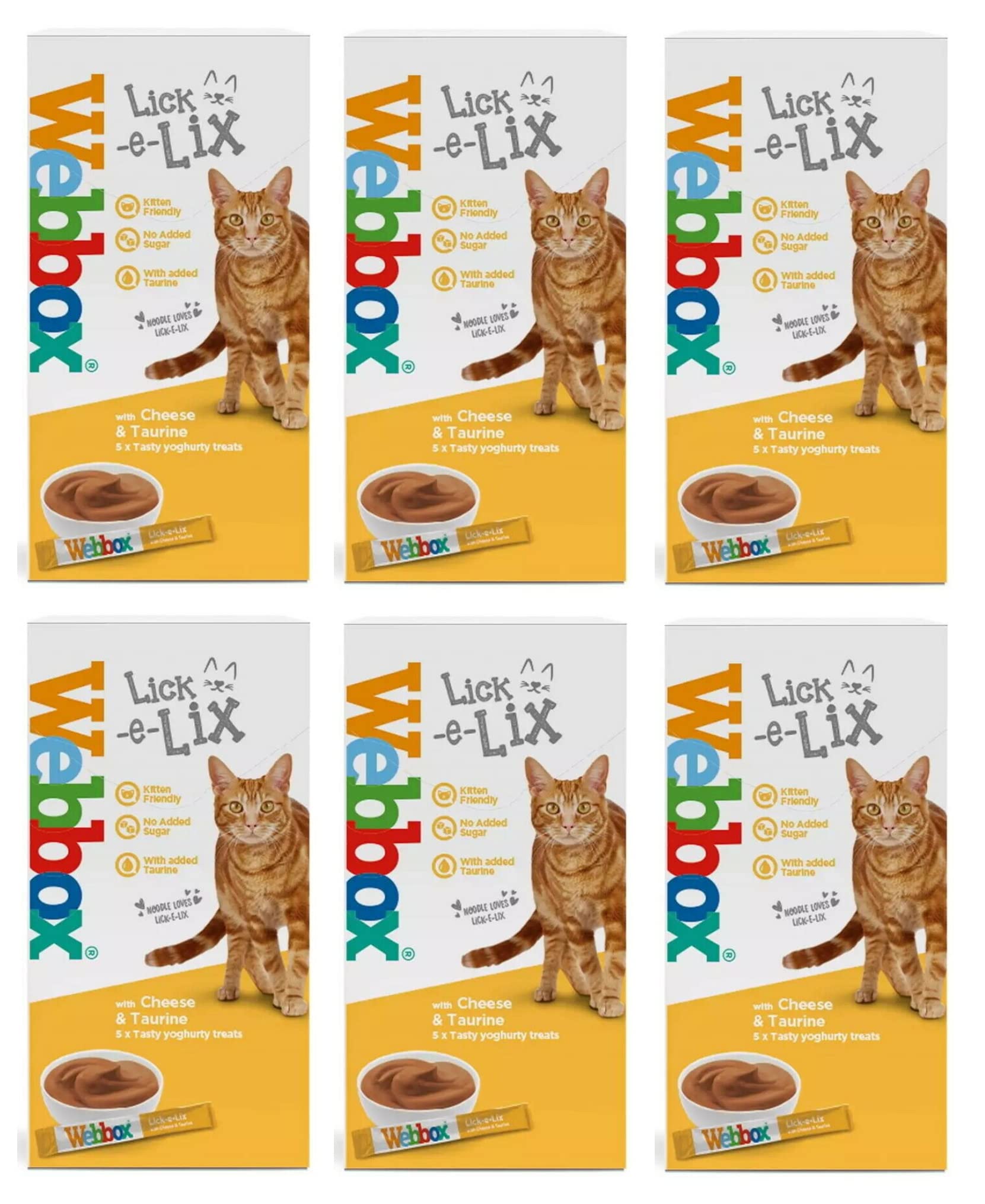 Webbox Lick-e-Lix Yoghurt with Cheese and Taurine 5 x 15g Sachets (Pack of 6)