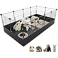 Tresbro Guinea Pig Cage with Waterproof PVC Bottom Liner & One-Hand Release Hook, Triple Fixing C&C Cage for Guinea Pigs, Bunny, Rabbit, Hedgehog, Small Animal Indoor Playpen 48''L x 24''W x 16''H