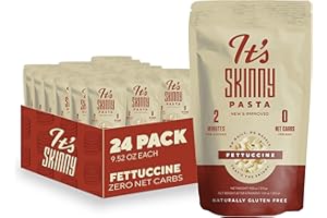 IT'S SKINNY It’s Skinny Fettuccine Pasta – Low Carb Pasta, Gluten Free, Keto & Vegan-Friendly, Shirataki Konjac, Sugar-Free, High in Fiber, Only 4.5 Calories Per Serving, Ready in 2 Minutes (24 Packs)