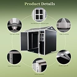 Jaxenor 8x6 FT Resin Storage Sheds Outdoor with