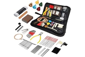 MICLING 72PCS Guitar Tool Kit，Professional Guitar Repairing Maintenance Tool Kit with Guitar Strings Picks Bridge Pins Gauge Guitar Accessories Gift for Acoustic Guitar Electric Guitar Ukulele Bass Banjo