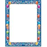 Balloon Border Stationery - Birthday Party - 8.5 x 11-60 Letterhead Sheets - Party Theme Printer Paper - USA Made