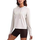 CRZ YOGA Cloud Jersey Pullover Hoodies for Women Long Sleeve Hooded Workout Sweat Shirts Casual Yoga Tops with Thumb Holes
