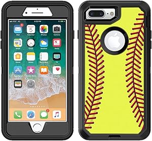Teleskins Protective Designer Vinyl Skin Decals/Stickers Compatible with Otterbox Defender iPhone 8 Plus/iPhone 7 Plus Case - Softball Design Patterns - only Skins and not Case