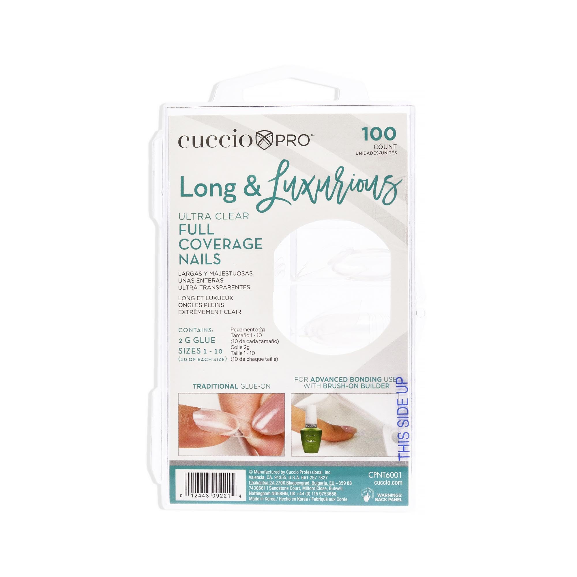 Cuccio Pro Long and Luxurious Full Coverage Nail Tips - Ultra Clear For Women 100 Count Nail Tips