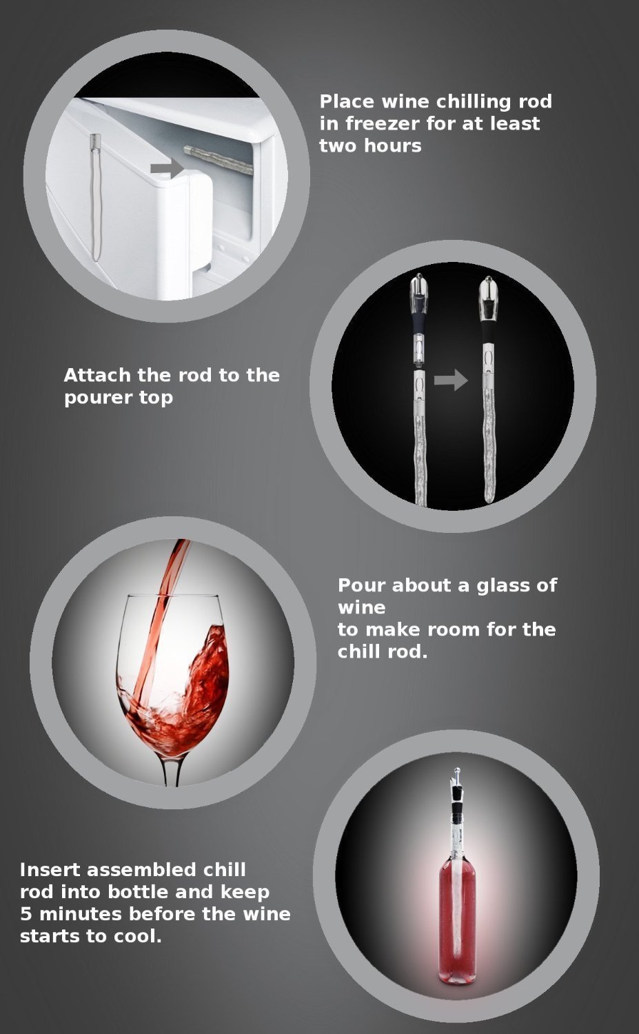 Mayshion Stainless Steel Wine Chiller with Aerator Pourer and Stopper