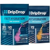 DripDrop Hydration Bold Tropical Variety Bundle Electrolyte Packets, 32 Ct | Watermelon, Berry, Lemon, Orange, Mango, A&ccedil;a&iacute;, Passion Fruit &amp; Pi&ntilde;a Colada; Single Serve Powder Drink Mix; 3X Electrolytes