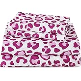 Swiftify Queen Bed Sheets Set, Leopard 4-Piece Brushed Microfiber Sheets, Cooling Bed Sheet Set, Soft &amp; Breathable, 16' Deep Pocket Fitted Sheet &amp; Pillowcase Set, Pink Leopard