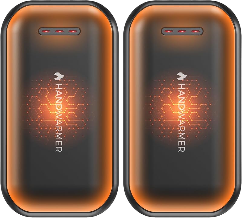 Handwärmer Elektrisch - 2er-Pack 6000mAh Magnetischer Taschenwärmer, USB-C Elektrische Handwärmer Wiederaufladbar Schnellheizung,3 Heizstufen Bis 55°C,für Outdoor,Golf,Camping,Raynaud (Schwarz)